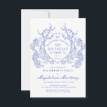 80th Birthday French Vintage Blue Floral Crest Invitation<br><div class="desc">An elegant French vintage blue floral crest takes center stage on this timeless birthday invitation. Ornate,  formal and very feminine will make any birthday lady feel very special. Coordinating party supplies are available.</div>
