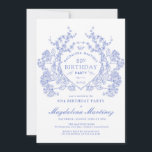 80th Birthday French Vintage Blue Floral Crest Invitation<br><div class="desc">An elegant French vintage blue floral crest takes center stage on this timeless birthday invitation. Ornate,  formal and very feminine will make any birthday lady feel very special. Coordinating party supplies are available.</div>