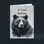 80th Birthday Fun Black Bear - Grin and Bear it Card<br><div class="desc">Fun Birthday Grin and Bear it,  Watercolor  Black Bear Animal Nature,  Wildlife</div>