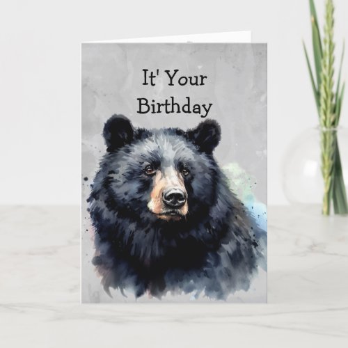 80th Birthday Fun Black Bear _ Grin and Bear it Card