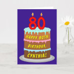 [ Thumbnail: 80th Birthday: Fun Cake and Candles + Custom Name Card ]