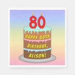 [ Thumbnail: 80th Birthday: Fun Cake and Candles + Custom Name Napkins ]