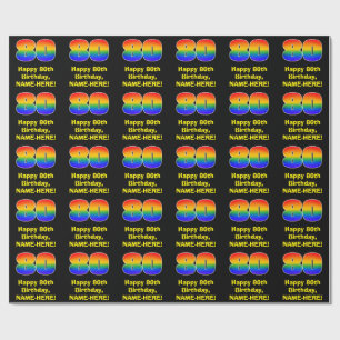 80th Birthday: Fun, Colorful Rainbow Inspired # 80 Wrapping Paper