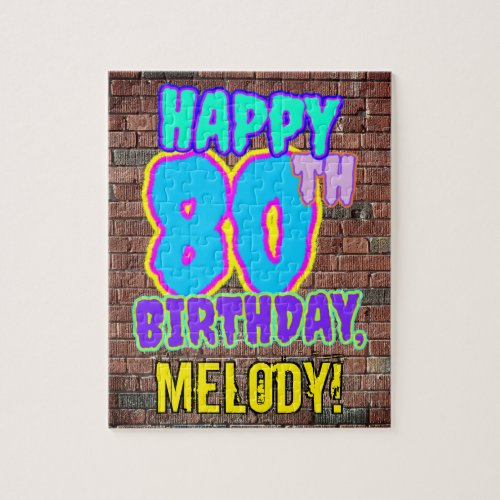 80th Birthday  Fun Urban Graffiti Inspired Look Jigsaw Puzzle