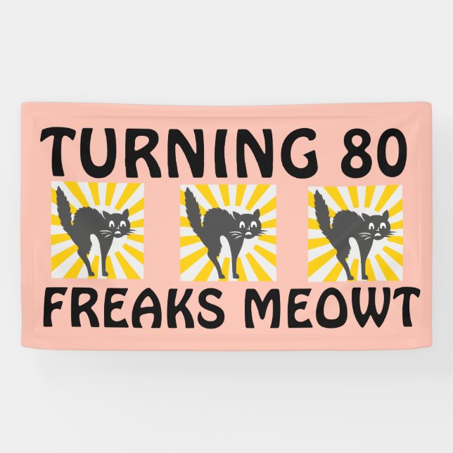 80TH BIRTHDAY FUNNY CAT BANNER (Horizontal)
