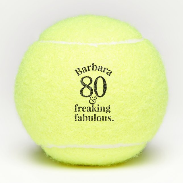 80th Birthday Funny Fabulous Personalized Tennis Balls (Front)