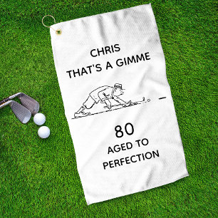 80th Birthday Funny Golfer Personalized Name Golf Towel