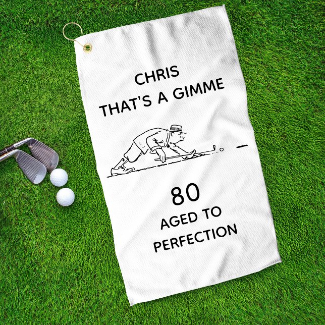 80th Birthday Funny Golfer Personalized Name Golf Towel (Creator Uploaded)