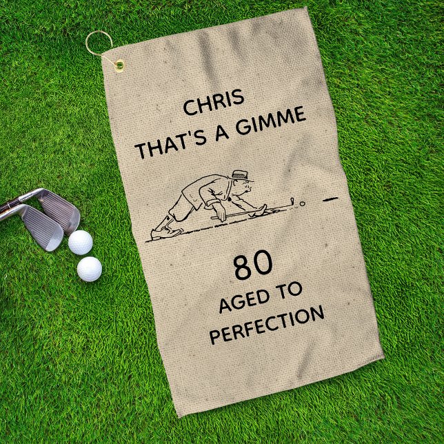 80th Birthday Funny Golfer Personalized Name Golf Towel (Creator Uploaded)