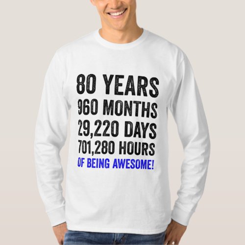 80th Birthday  Funny Mens Birthday Countdown T_Shirt