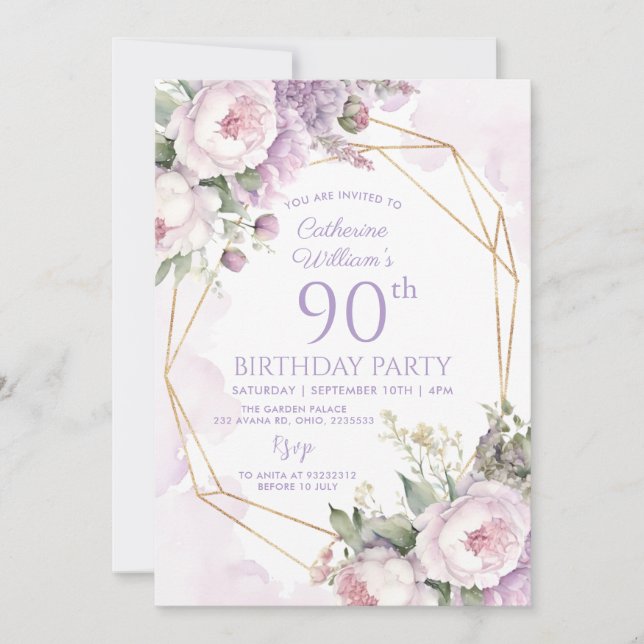 80th Birthday Garden Party Invite  (Front)