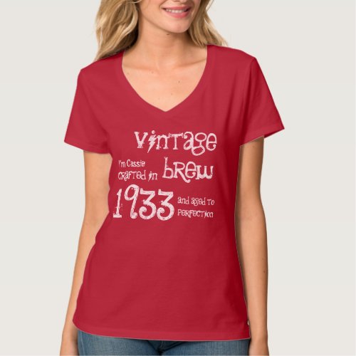 80th Birthday Gift 1933 Vintage Brew T_Shirt