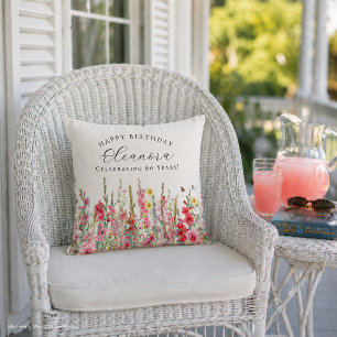 80th Birthday Gift August Birth Flower Custom Throw Pillow