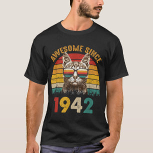 80th Birthday Gift for A Cat Lover Sunset Awesome T-Shirt