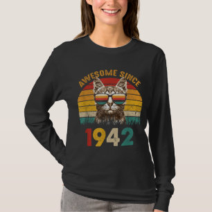 80th Birthday Gift for A Cat Lover Sunset Awesome T-Shirt