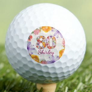 80th Birthday Gift for Wife Elegant Floral Custom Golf Balls
