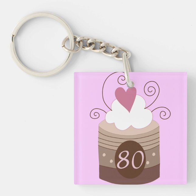 80th Birthday Gift Ideas For Her Keychain (Front)