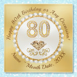 80th Birthday Gift Ideas for Mom, Friends, Family Glass Coaster