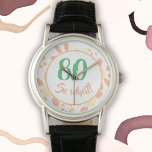 80th Birthday Gift Motivational Funny Floral Woman Watch<br><div class="desc">80th birthday floral watch for a woman celebrating 80 years. A funny and motivational quote 80 so what! is perfect for a positive person with a sense of humor. Flower pattern with pink and yellow simple daisy flowers on white. Great as a birthday gift for a woman. You can change...</div>
