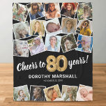 80th Birthday Gift Multi Photo Fleece Blanket<br><div class="desc">Modern 80th birthday celebration blanket featuring a stylish black background that can be changed to any color,  a 20 photo collage template of through the years,  the saying 'cheers to 80 years',  their name,  and the date.</div>