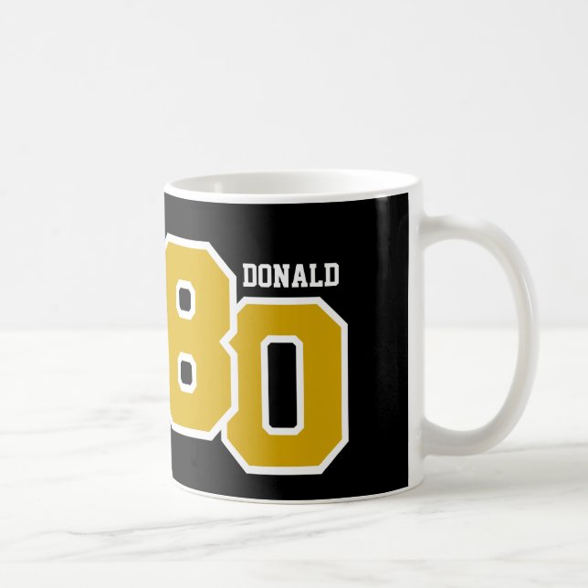 80th Birthday GOLD and Black V008A Coffee Mug (Right)