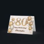80th Birthday Gold Balloons and Confetti Birthday Card<br><div class="desc">80th Birthday Gold Balloons and Confetti Birthday Card. For further customization,  please click the "Customize it" button and use our design tool to modify this template.</div>
