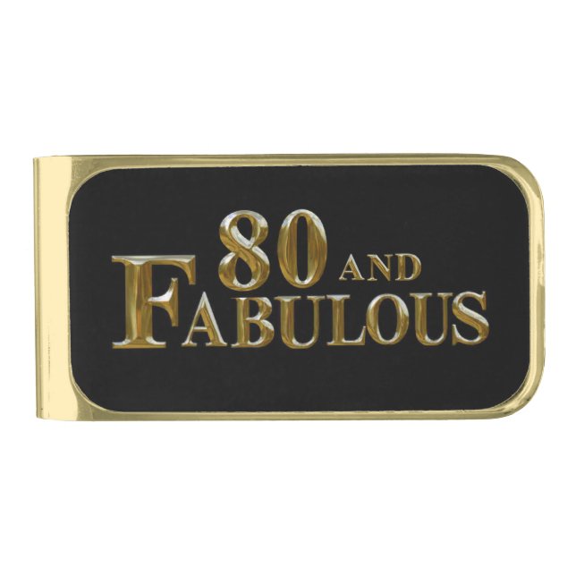 80th Birthday  Gold Finish Money Clip (Front)