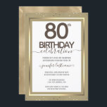 80th Birthday Gold Formal Invitation<br><div class="desc">Lovely faux foil border with shimmering confetti highlights on the top and bottom border. All text is adjustable and easy to change for your own party needs. Great elegant 80th birthday template design. Formal invitation. Save the dates available in the shop.</div>