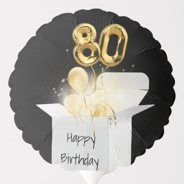 80th Birthday Gold Party Balloons  (Front)