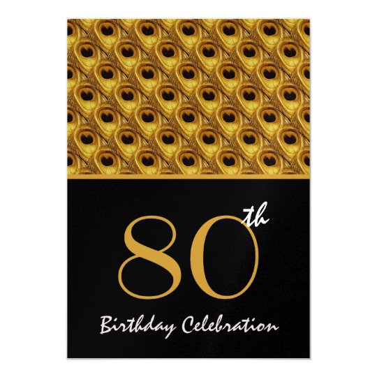 80th Birthday Gold Peacock Feathers Template