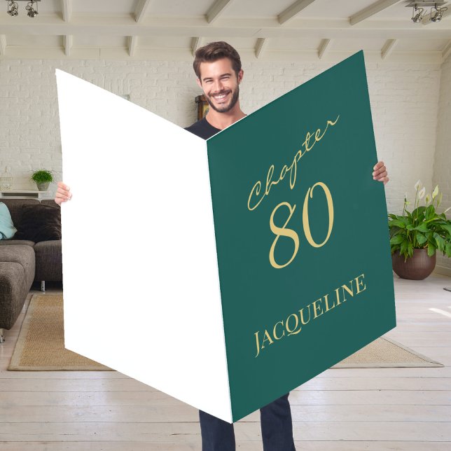 80th Birthday Gold Script Green Chapter 80 Giant Card (Creator Uploaded)
