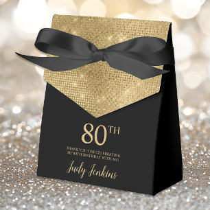 80th Birthday Gold Thank You Favor Box