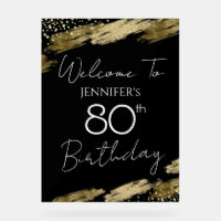 80th Birthday Gold White Text Welcome Clear Acryli