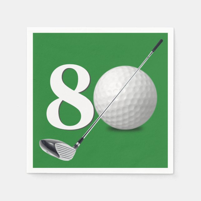80th Birthday Golf Ball And Club  Napkins (Front)