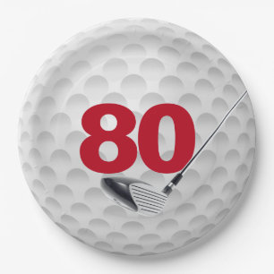 80th Birthday Golf Ball Design Paper Plate