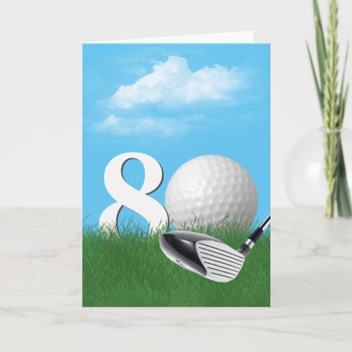 80th Birthday Golf Ball In Grass Card