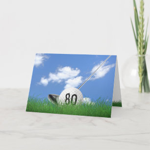 80th birthday golf ball in grass card