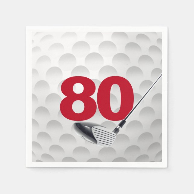 80th Birthday Golf Ball Napkins (Front)