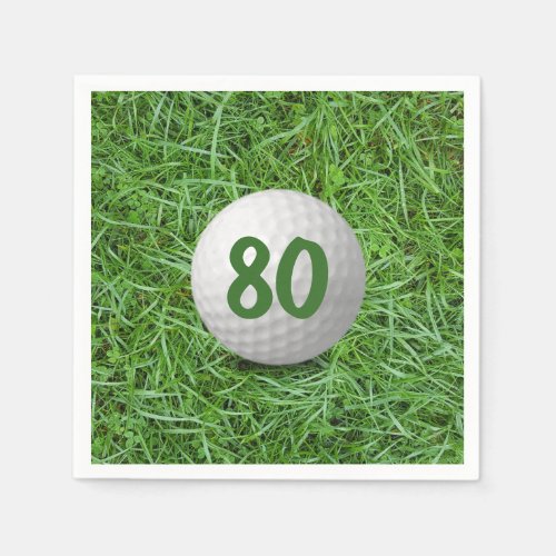 80th Birthday Golf Ball on Grass  Napkins