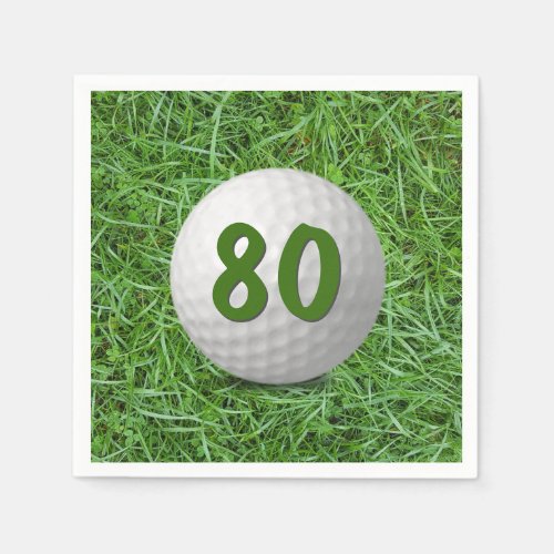 80th Birthday Golf Ball on Grass Napkins