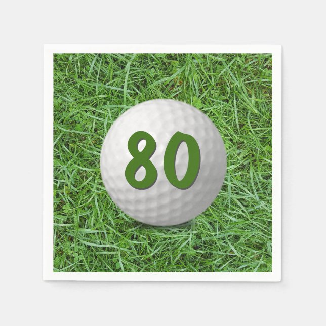 80th Birthday Golf Ball on Grass Napkins (Front)