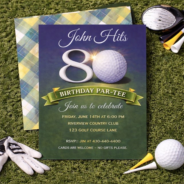 80th Birthday Golf Theme  Invitation (Creator Uploaded)