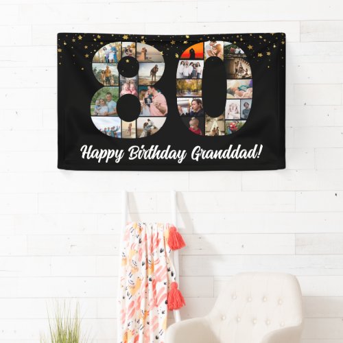 80th birthday grandparent photo montage banner