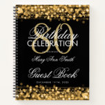 80th Birthday Guestbook Party Sparkles Gold Notebook at Zazzle