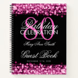 80th Birthday Guestbook Party Sparkles Pink Notebook at Zazzle