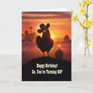 80th Birthday Humorous Chicken Card