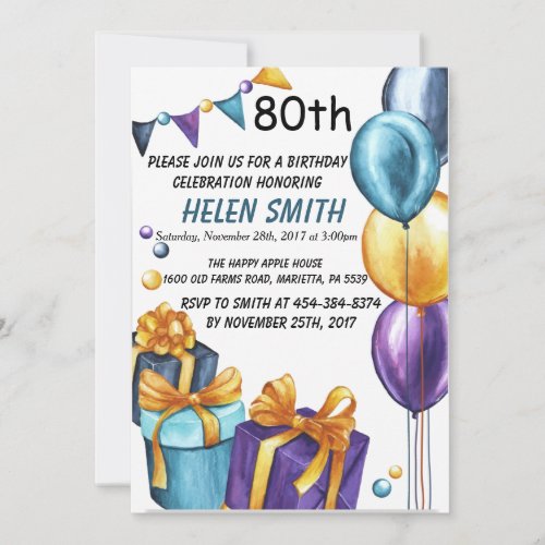 80th birthday invitation