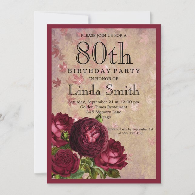 80th birthday invitation (Front)