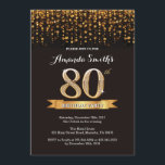 80th Birthday Invitation Black and Gold Glitter<br><div class="desc">80th Birthday Invitation. Black and Gold Glitter. Adult Birthday Party Invite. Women or Men Bday Bash. For further customization,  please click the "Customize it" button and use our design tool to modify this template.</div>