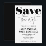 80th birthday invitation Black White Save the date<br><div class="desc">80th birthday invitation Black White Save the date black modern</div>